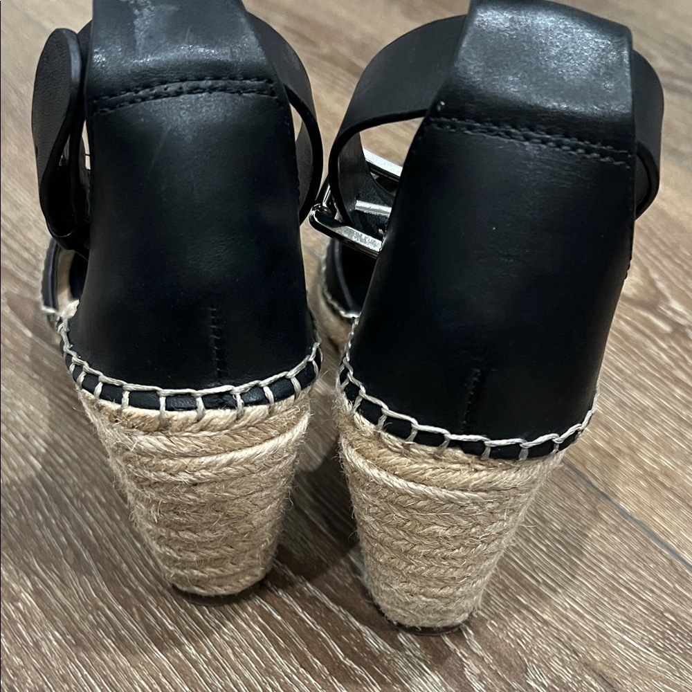Vince Camuto Black Leather Espadrilles - Picture 2 of 4
